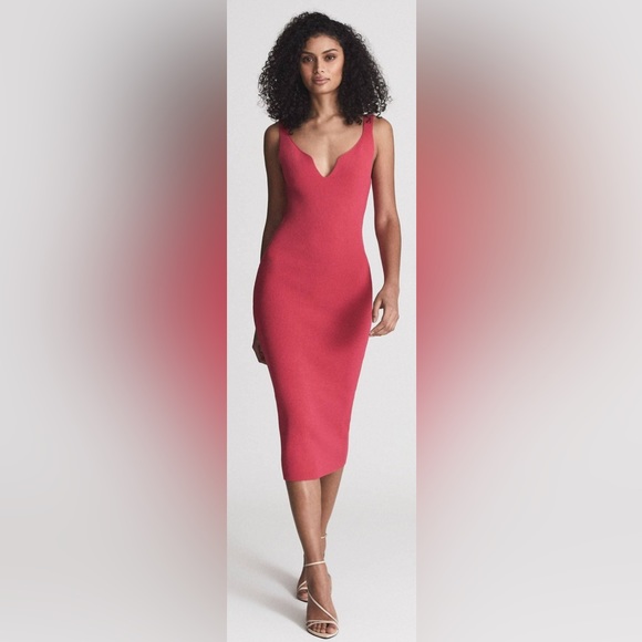 Reiss Dresses & Skirts - Reiss Pink Dakota Ribbed Knit Bodycon Dress Size Medium NWT